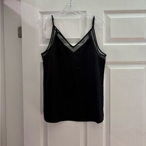 LOFT Black V-neck Camisole with Sheer Trim
